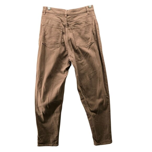 H&M Mom Jeans Womens 6 High Waisted Brown Stretch Tapered Relaxed - Picture 2 of 9